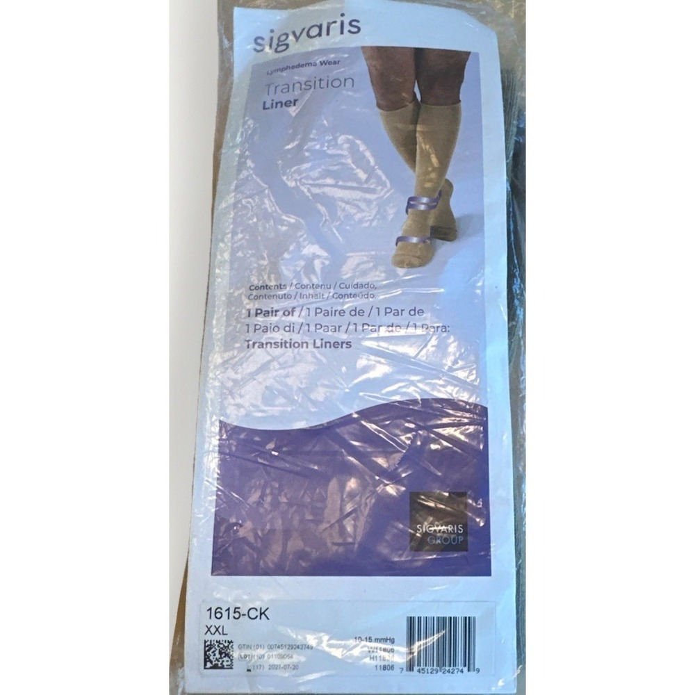 New Sigvaris‎ Lymphedema Wear Transition Liner Socks 1615-CK Size XXL Beige Nude